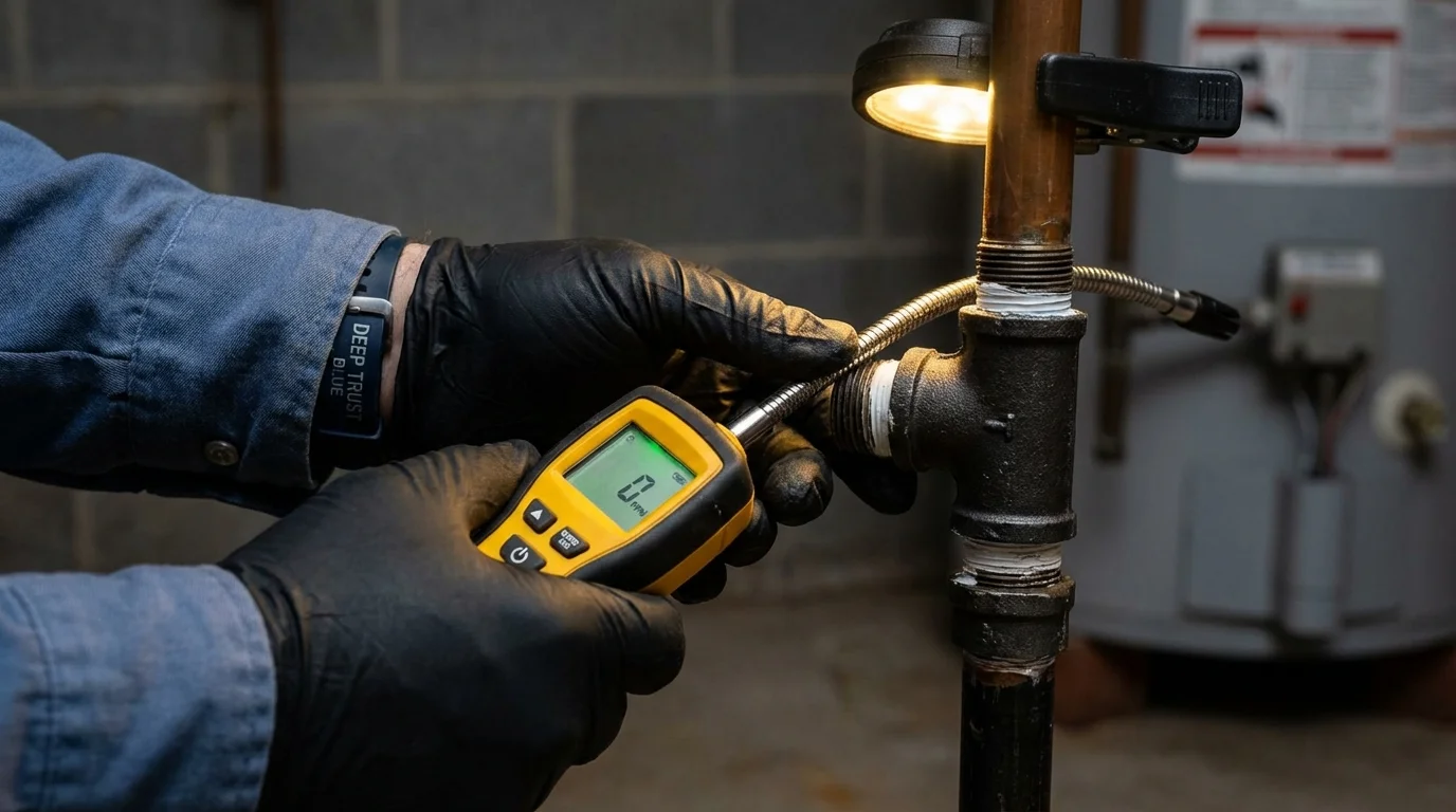 Gas leak detection with electronic sniffer by Johns Plumbing LLC in Garland